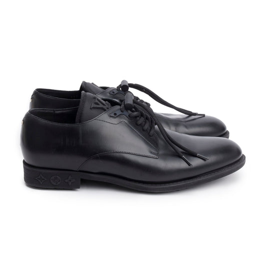 Louis Vuitton 2023 Black Leather LV Flex Derby Shoes, Men's Size 7.5