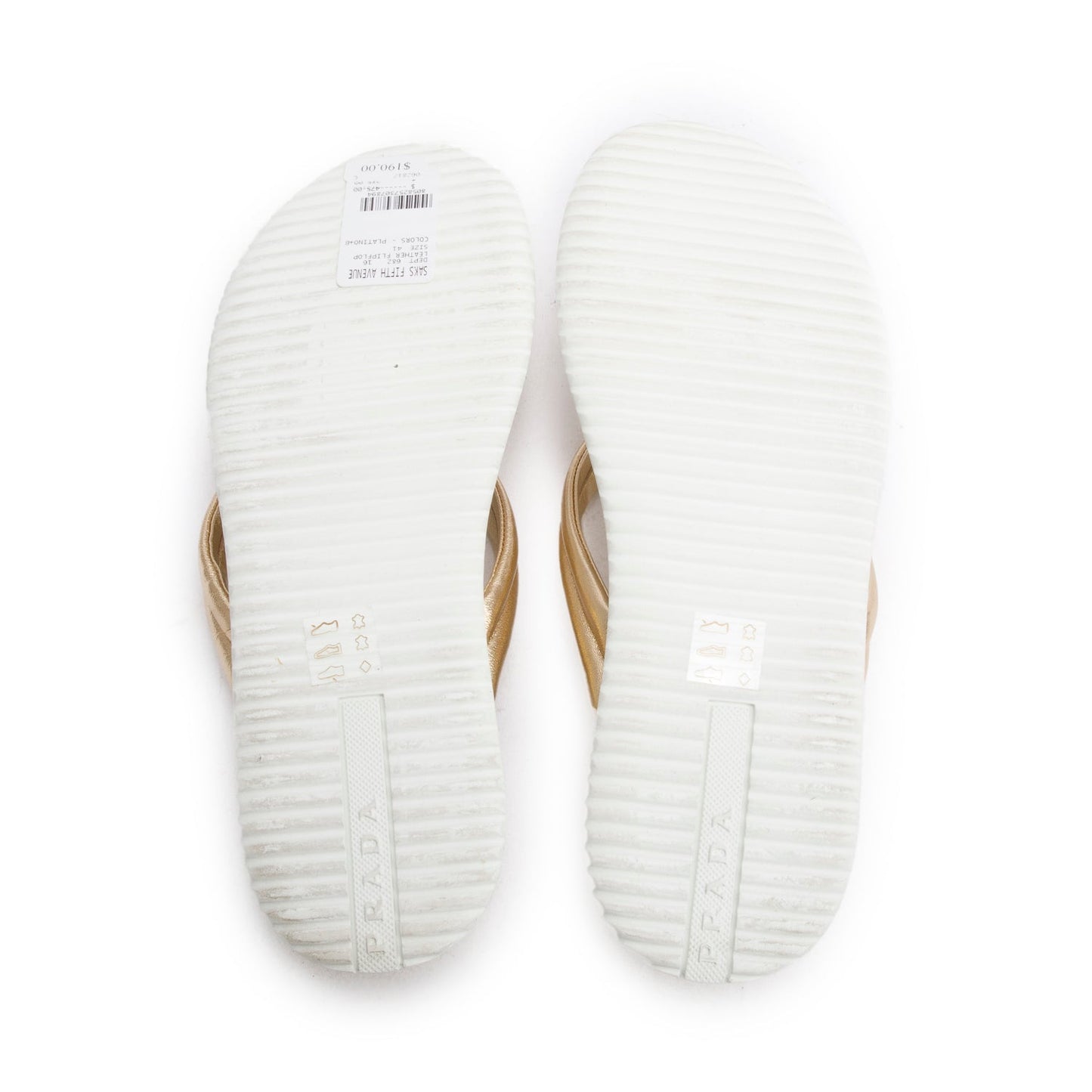 Prada Black/Gold Rubber Thong Sandals, Size 41