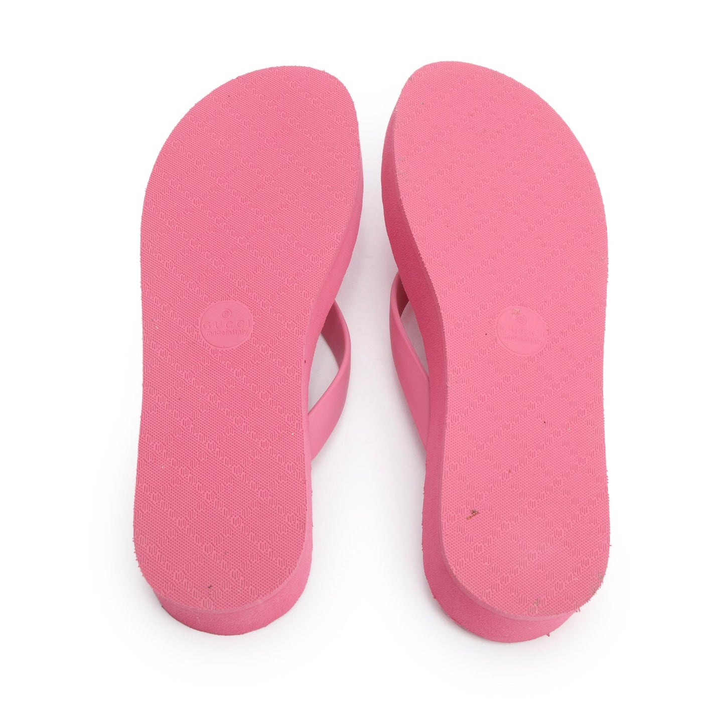 Gucci Pink Rubber Chevron GG Thong Sandals, Size 40