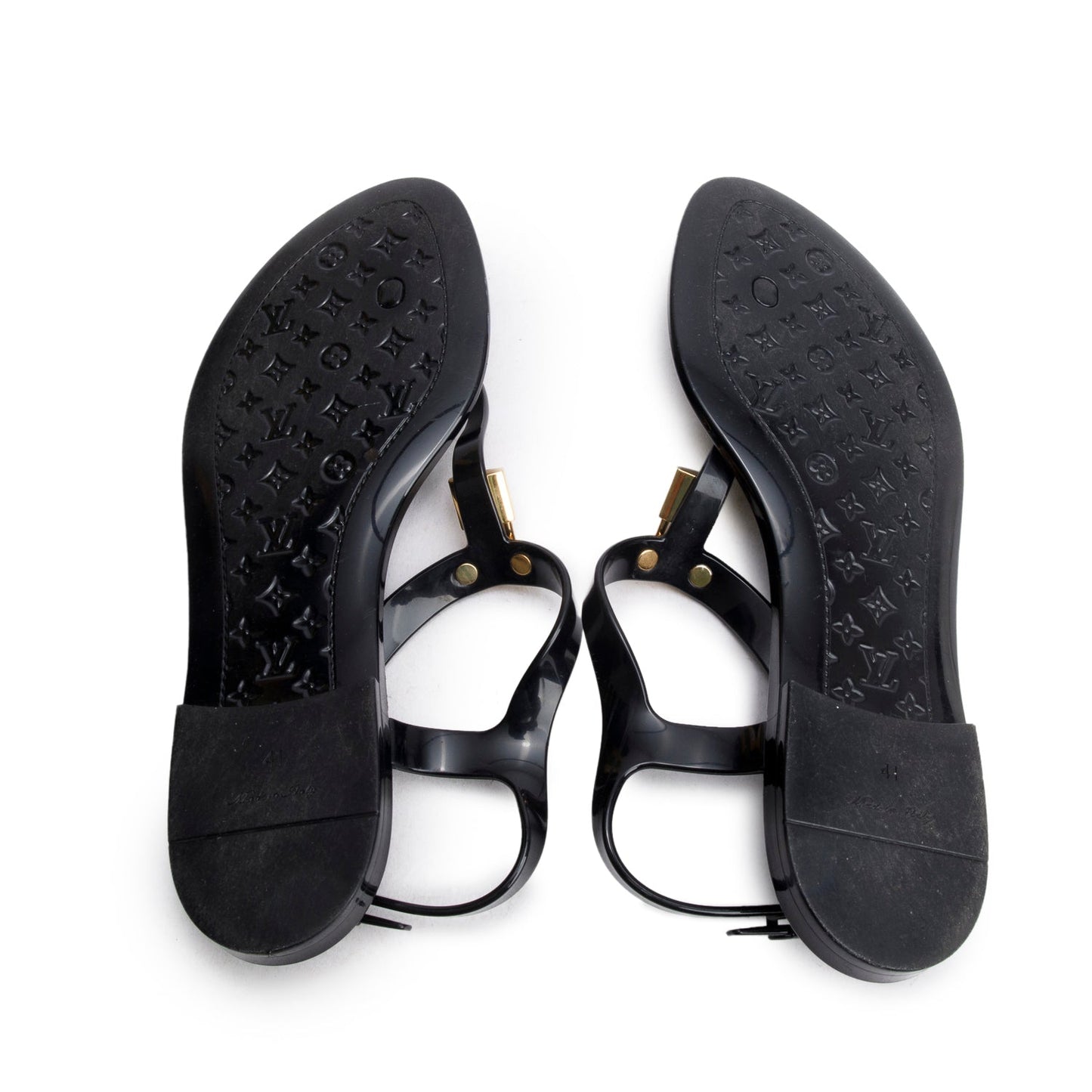 Louis Vuitton Black Rubber Bikini Thong Flat Sandals, Size 41