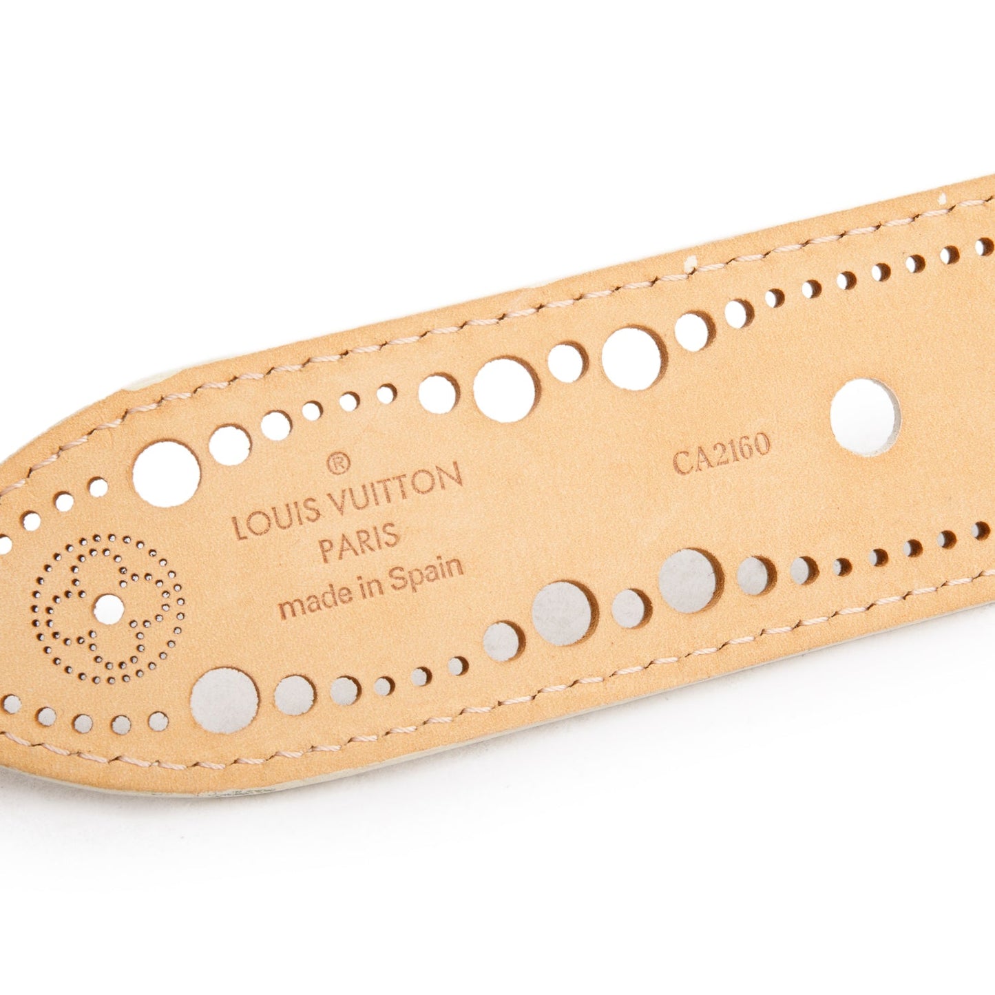 Louis Vuitton Creme Mahina Leather 40 MM Phoenix Belt 85 34