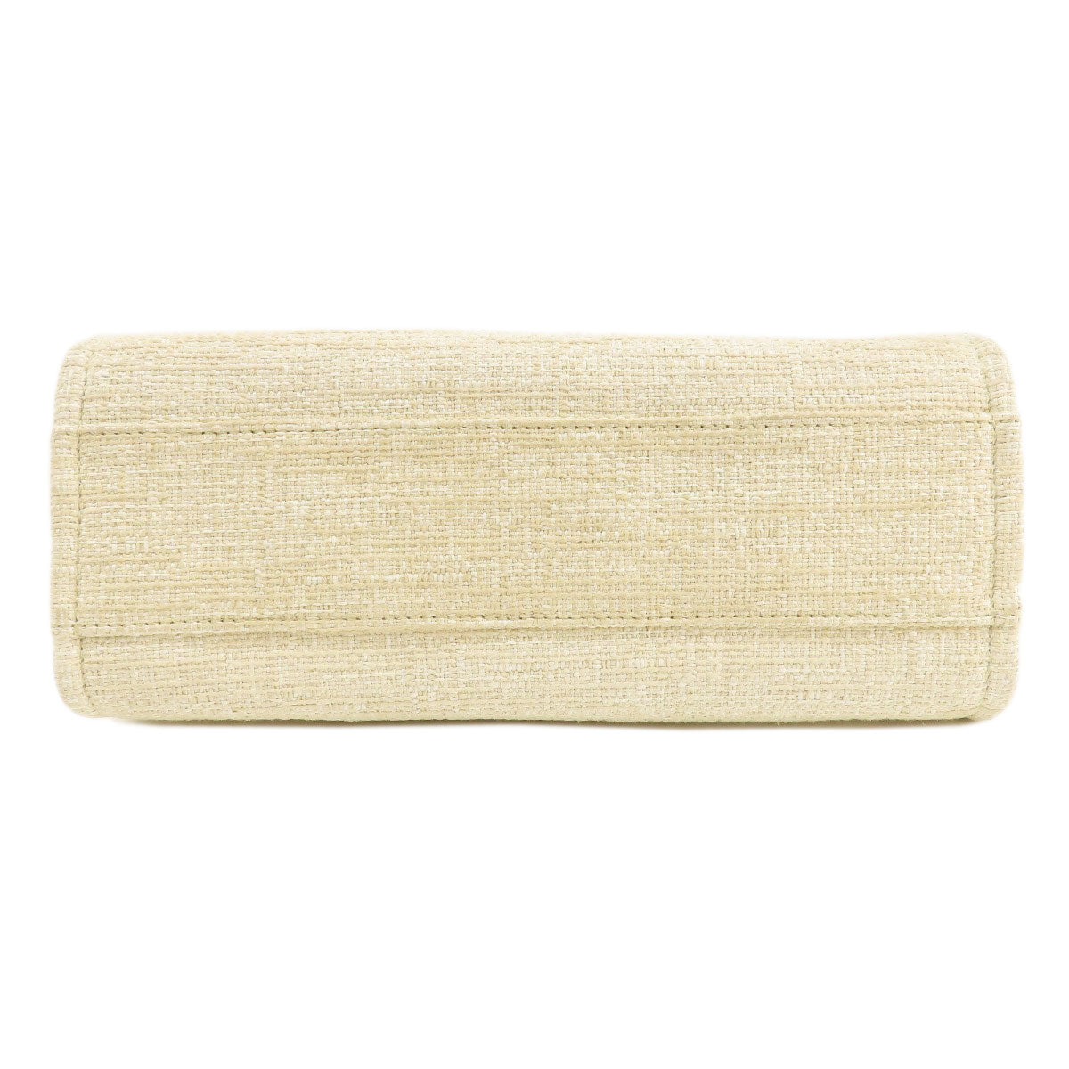 CHANEL Tote Bag Tweed white Deauville MM Gold Metal