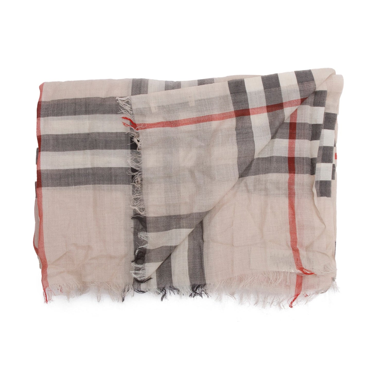 Burberry Creme Multicolor Gauze Giant House Check Silk Wool Scarf