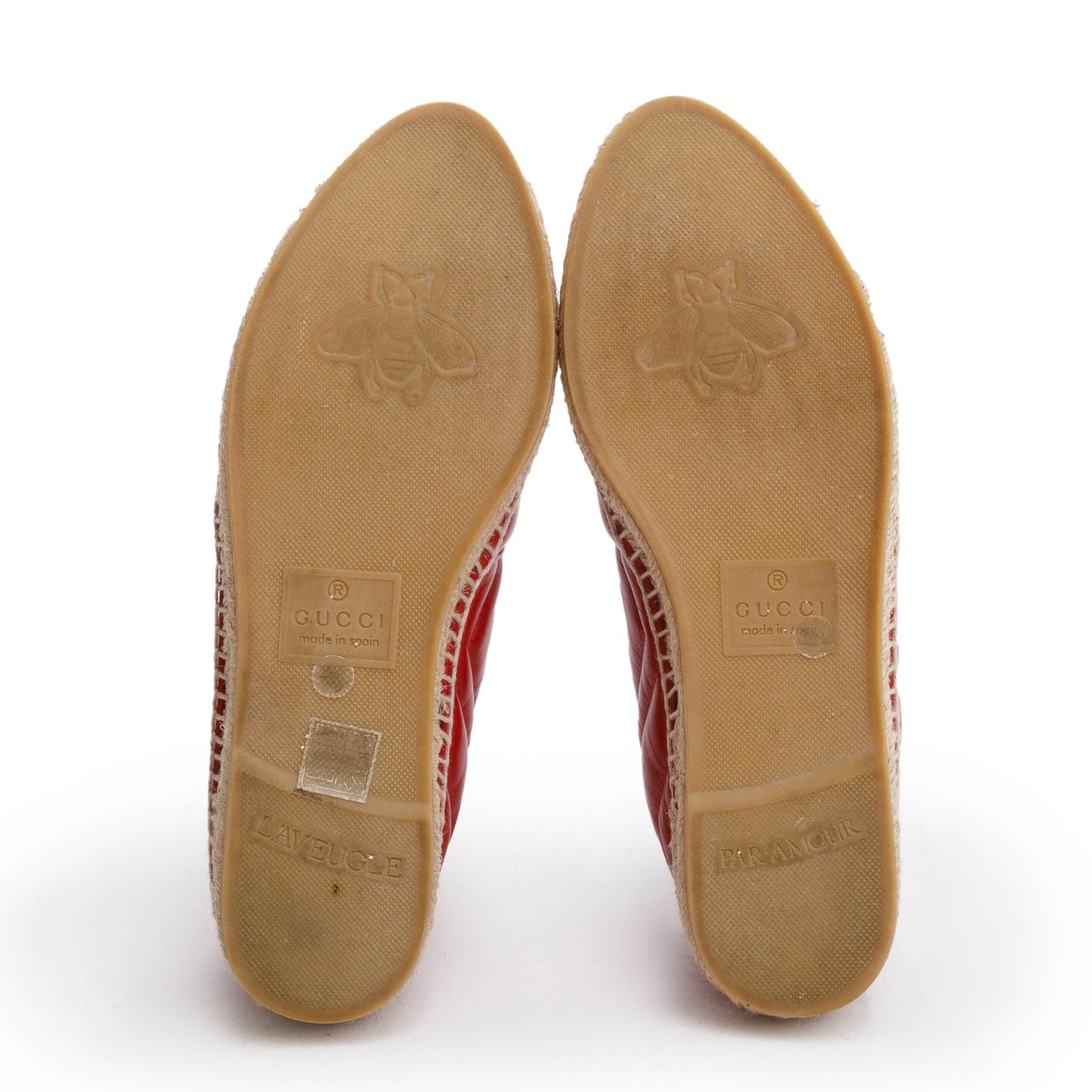 Gucci Red Matelasse Nappa Leather GG Marmont Espadrille, Size 39