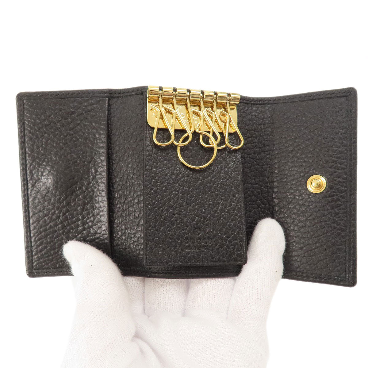 GUCCI Key case Key holder 466118 leather black GG Marmont Women(Unisex)
