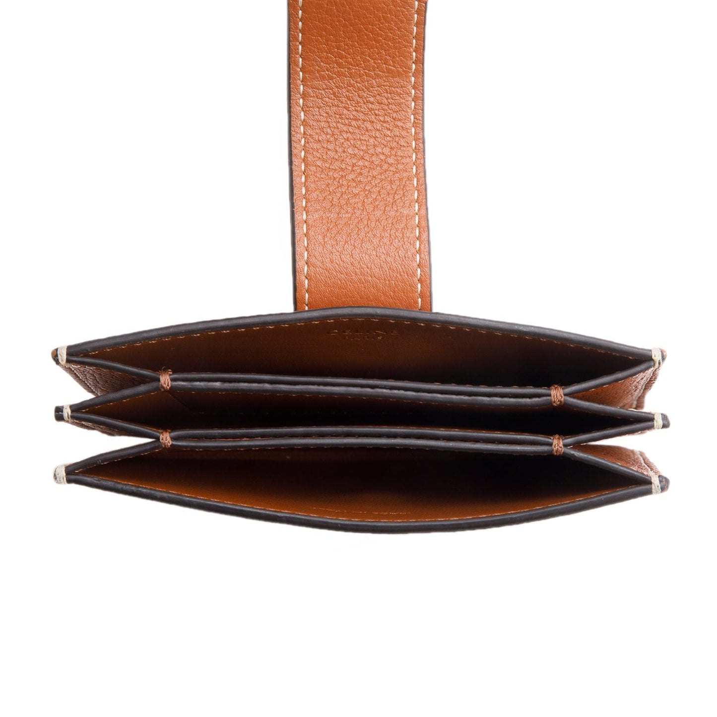 Celine 2025 Tan Supple Grained Calfskin Leather Accordeon Card Holder Nino