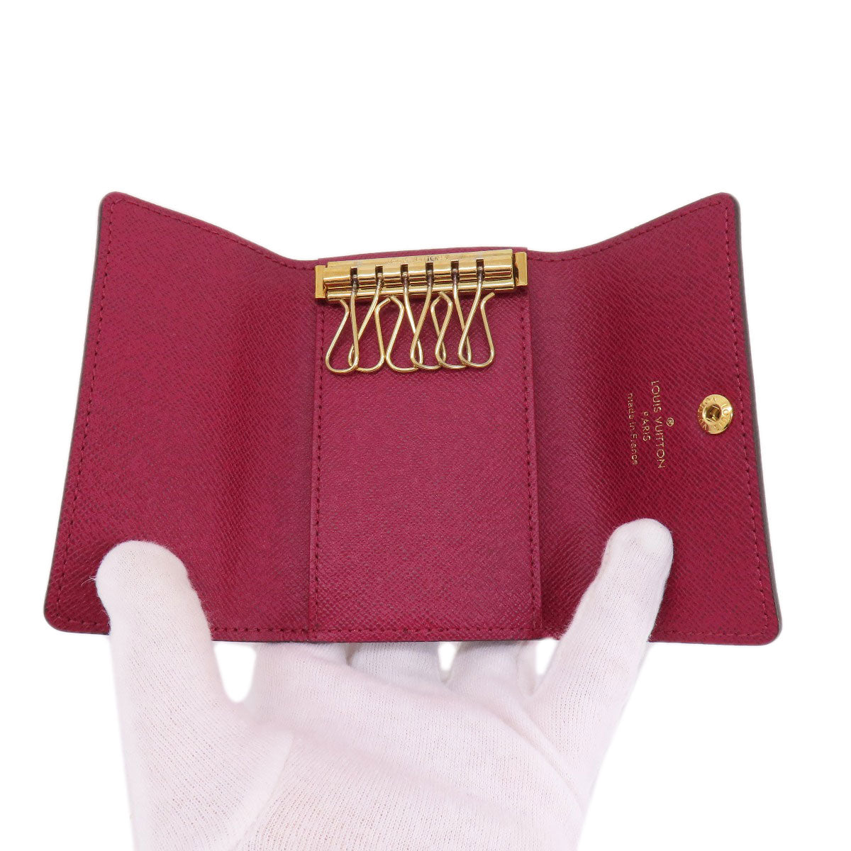 LOUIS VUITTON Key case Key holder M60701 Monogram canvas Brown Multicles6 Monogram Fuchsia