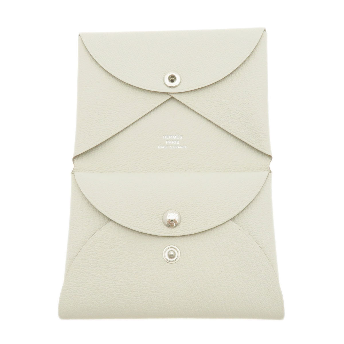 HERMES Card Case Shave white Calvi Duo Chevre Women