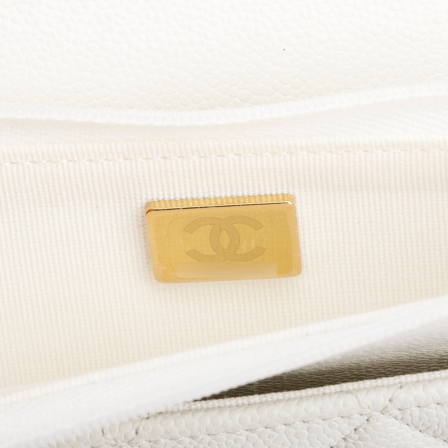 Chanel White Quilted Caviar Leather Classic Wallet on Chain