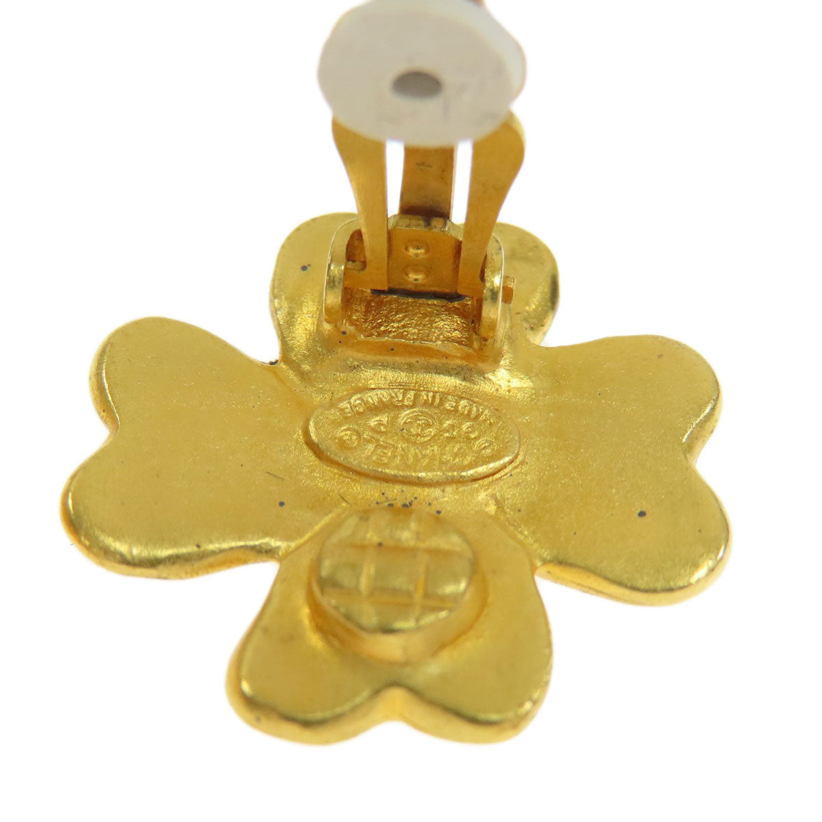 CHANEL Earring metallic gold COCO Mark Clover