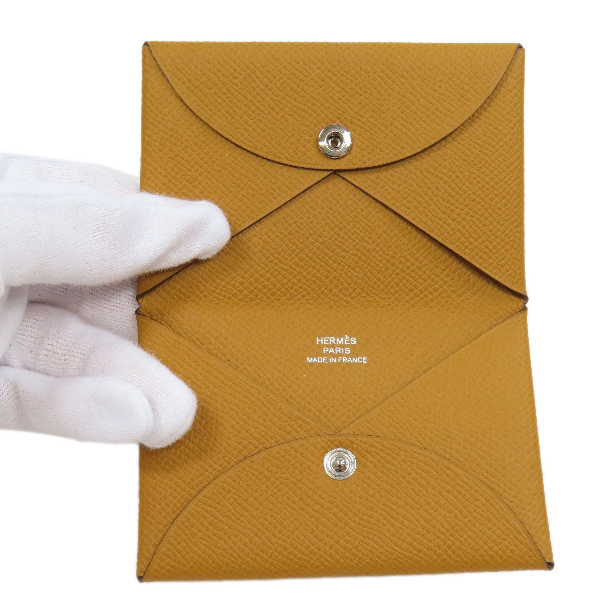 HERMES Card Case Epsom Brown Calvi SilverMetal Women(Unisex)