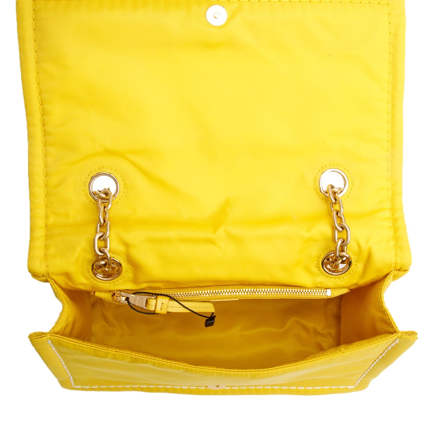 Prada Yellow Nylon Tessuto Chain Flap Bag