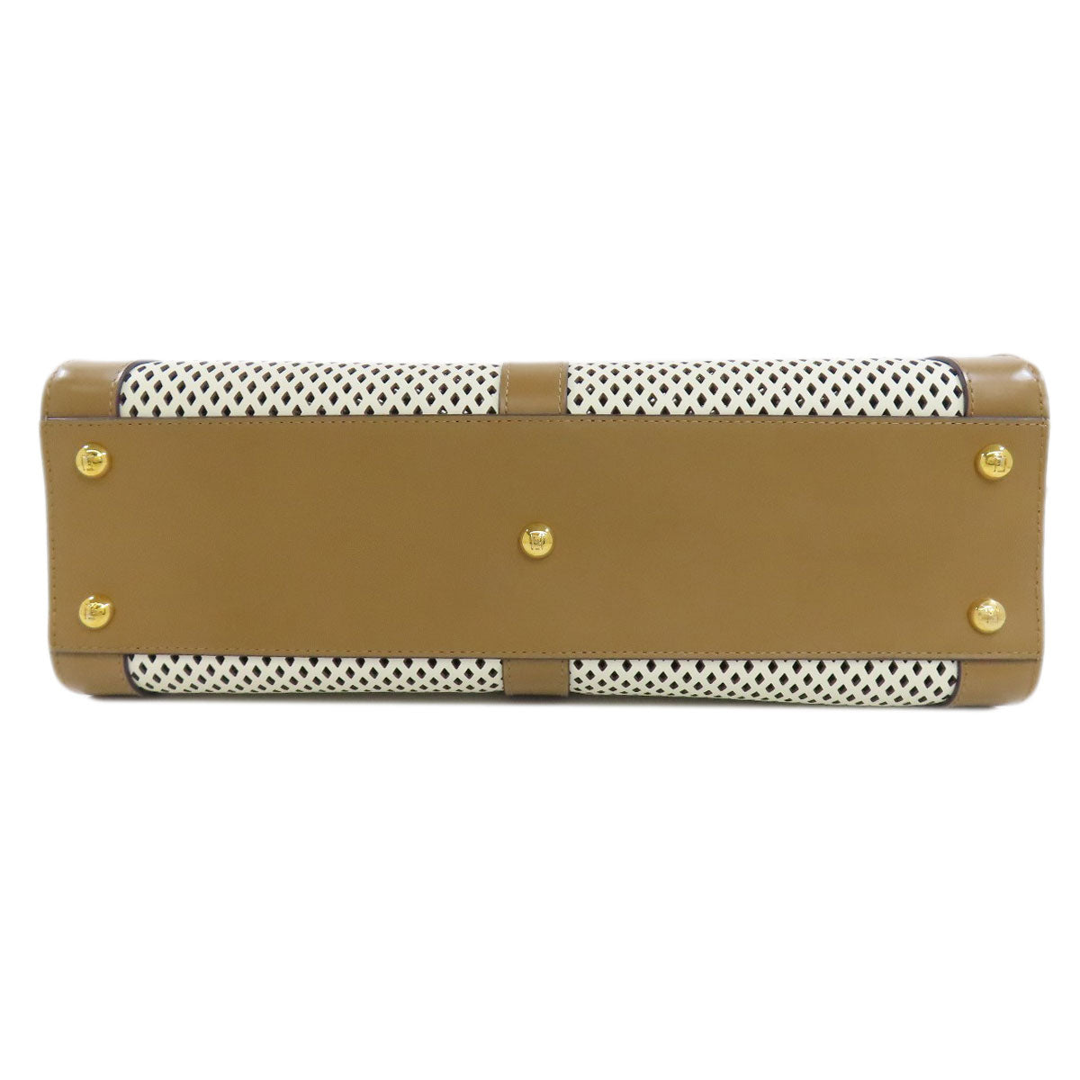 FENDI Handbag Calfskin Brown Peekaboo Punching 2WAY