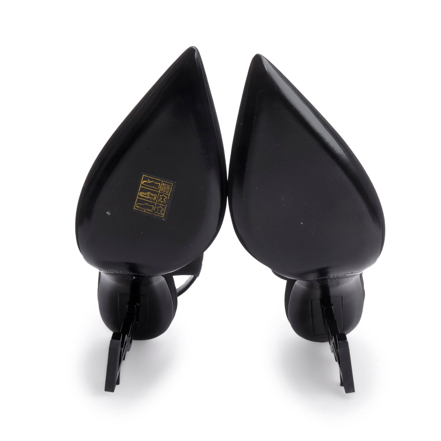 Saint Laurent Black Crepe Satin Opyum Crystal Slingback Pump, Size 39