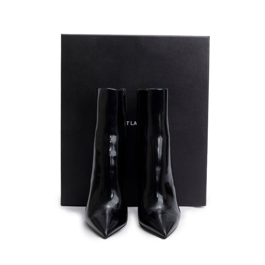 Saint Laurent Black Patent Leather Opyum Ankle Boots, Size 37