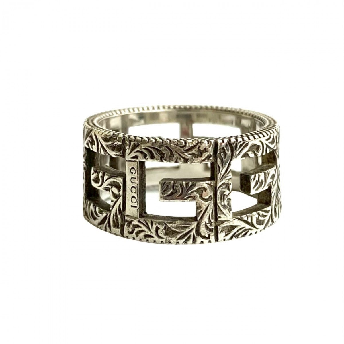 GUCCI Ring Silver925 Silver Square G Arabesque