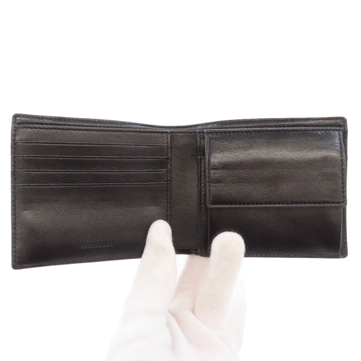 BALENCIAGA Bifold Wallet 594315 leather black logo mens
