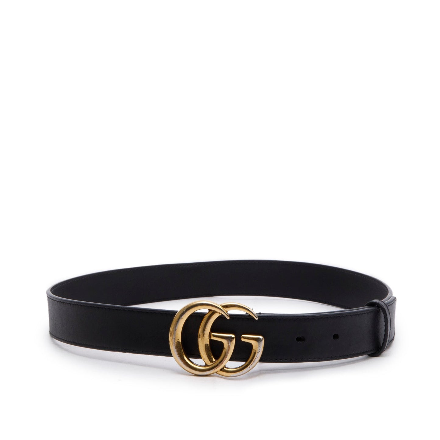 Gucci Black Leather GG Marmont Belt, 80 32