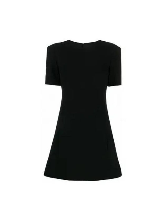 Luxury Saint Laurent Trending 2025 Double Sable Short Sleeve Short Dress Black