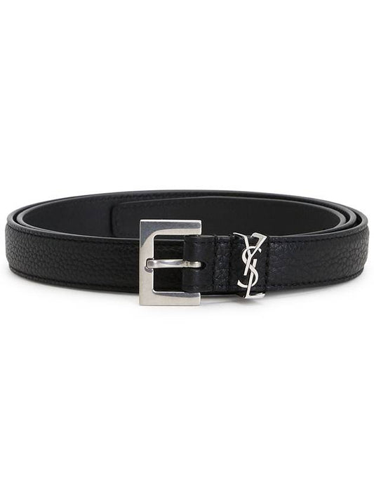 Luxury Saint Laurent Trending 2025 Men's Monogram Grain Belt Black