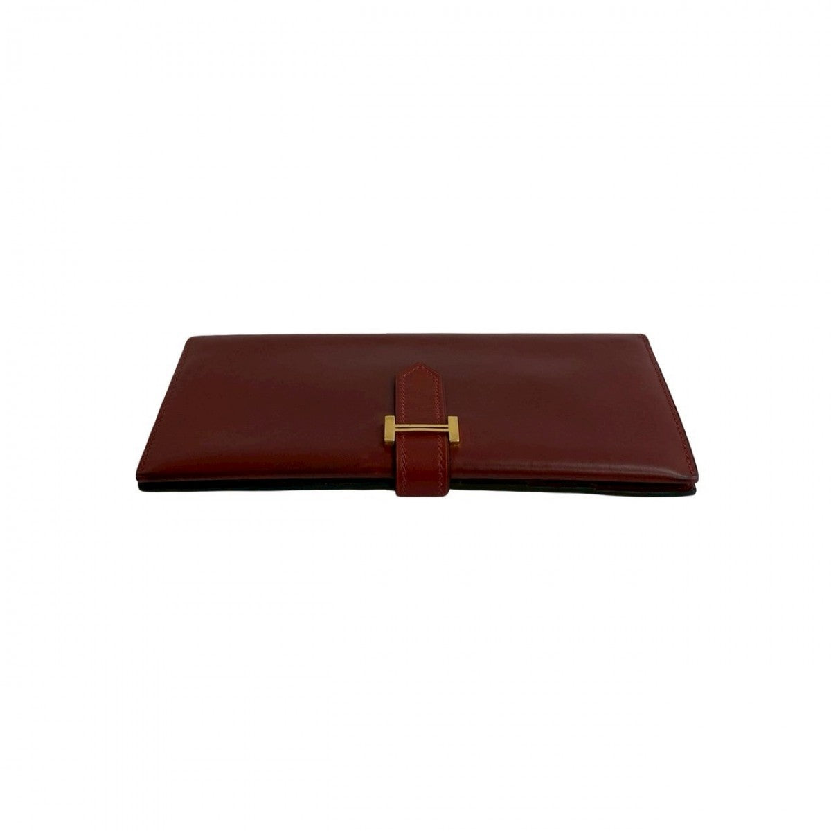 HERMES Long Wallet Purse Box scarf Red Bean