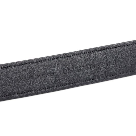 Saint Laurent 2021 Black Thin Calfskin Leather Square Buckle Cassandre Belt 95