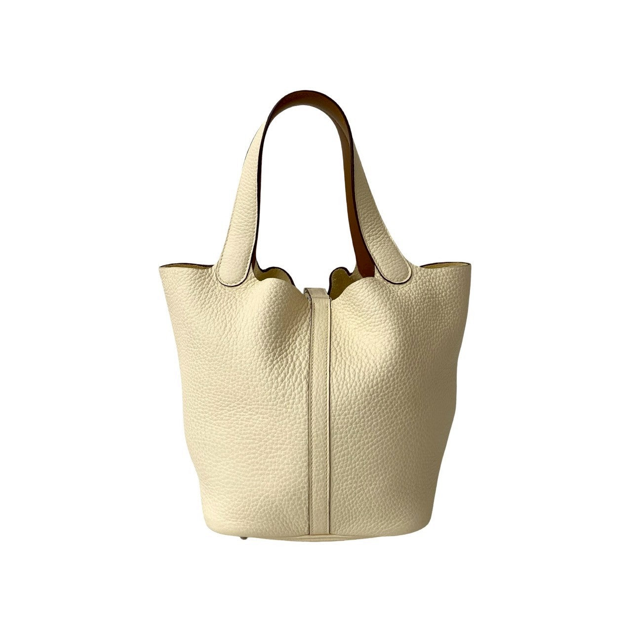 HERMES Handbag Taurillon Clemence white Picotan Lock MM