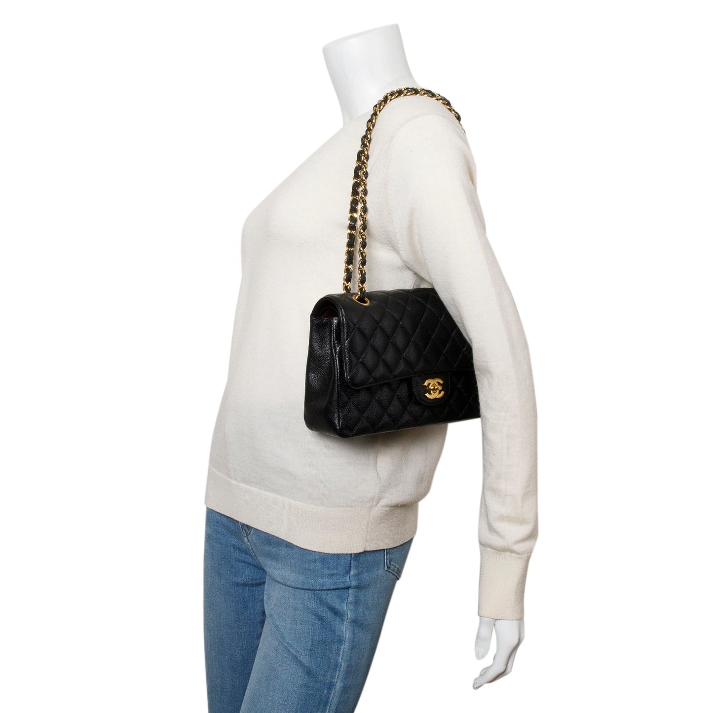 Chanel Black Caviar Classic Medium Double Flap Bag