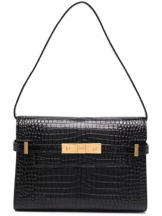 Luxury Saint Laurent Trending 2025 Manhattan Crocodile Small Shoulder Bag Black