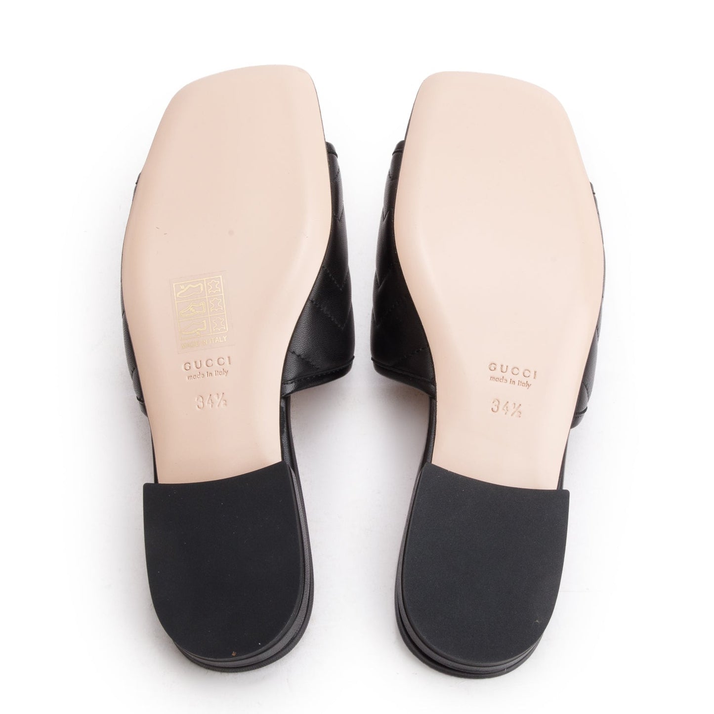 Gucci Black Nappa Charlotte GG Marmont Double G Logo Sandals, Size 34.5