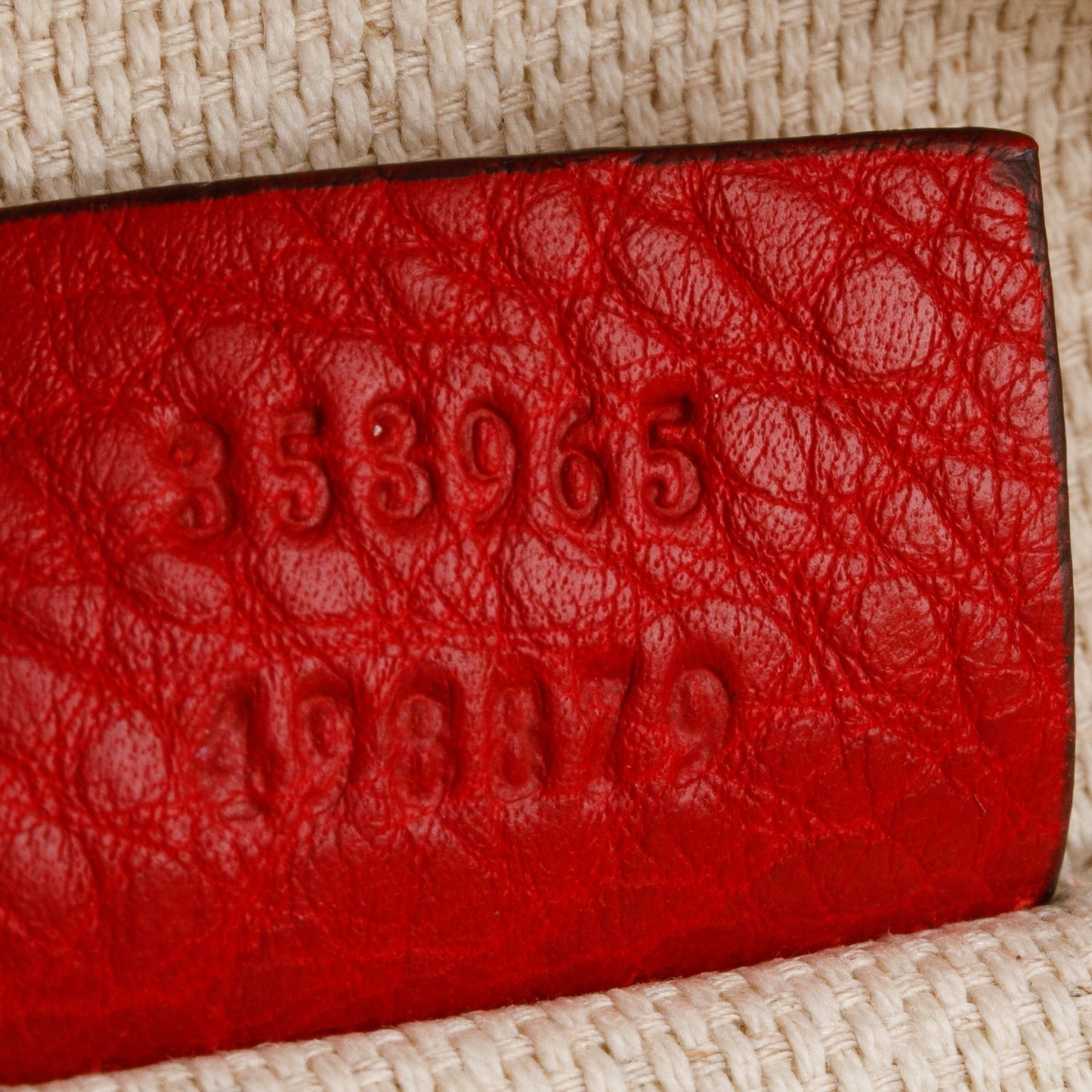 Gucci Red Pebbled Calfskin Mini Soho Chain Bag