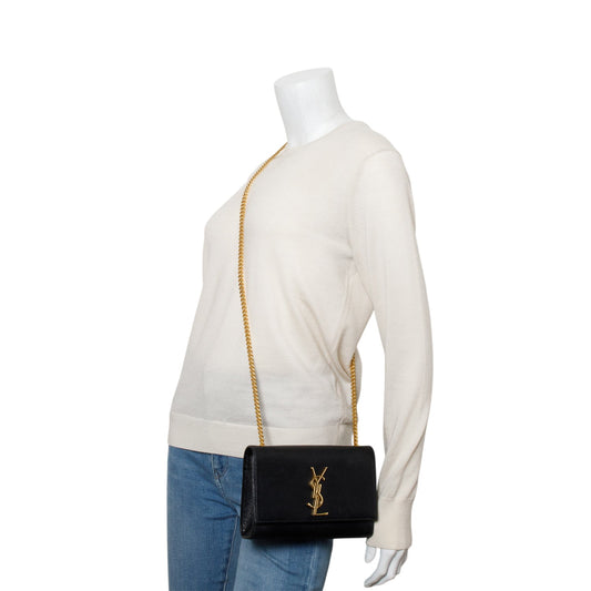 Saint Laurent 2020 Black Grain De Poudre Small Monogram Kate Satchel