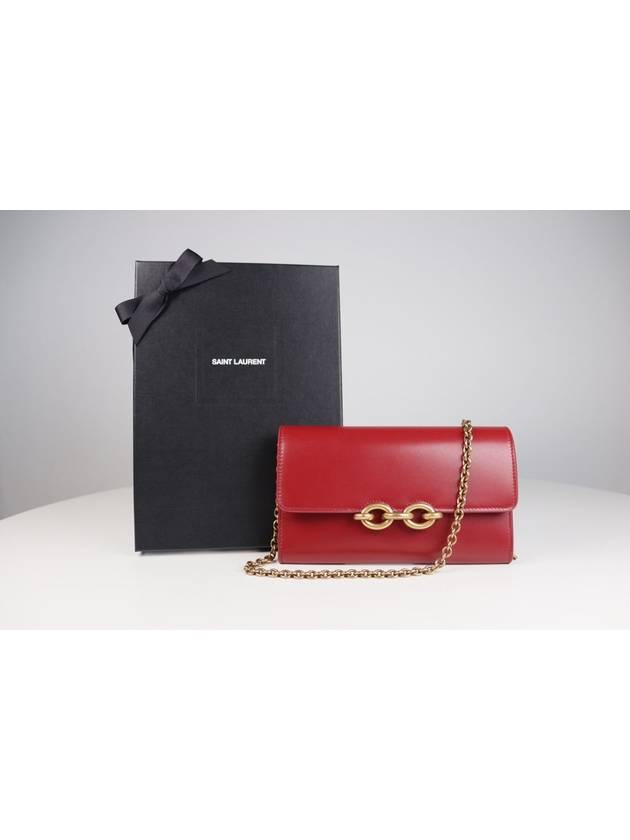 Luxury Saint Laurent Trending 2025 Le Maillon Chain Long Wallet Red