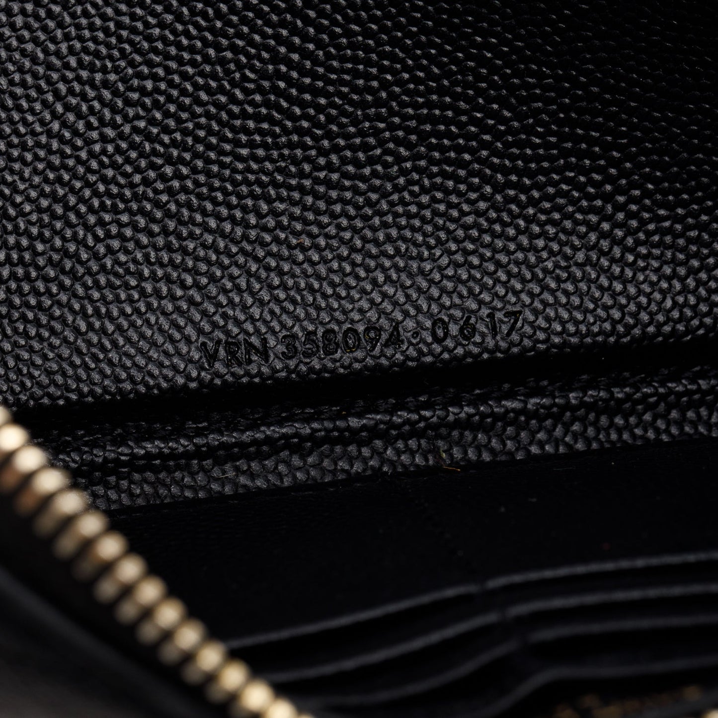 Saint Laurent Black Grained De Poudre Cassandre Matelasse Zip Around Wallet