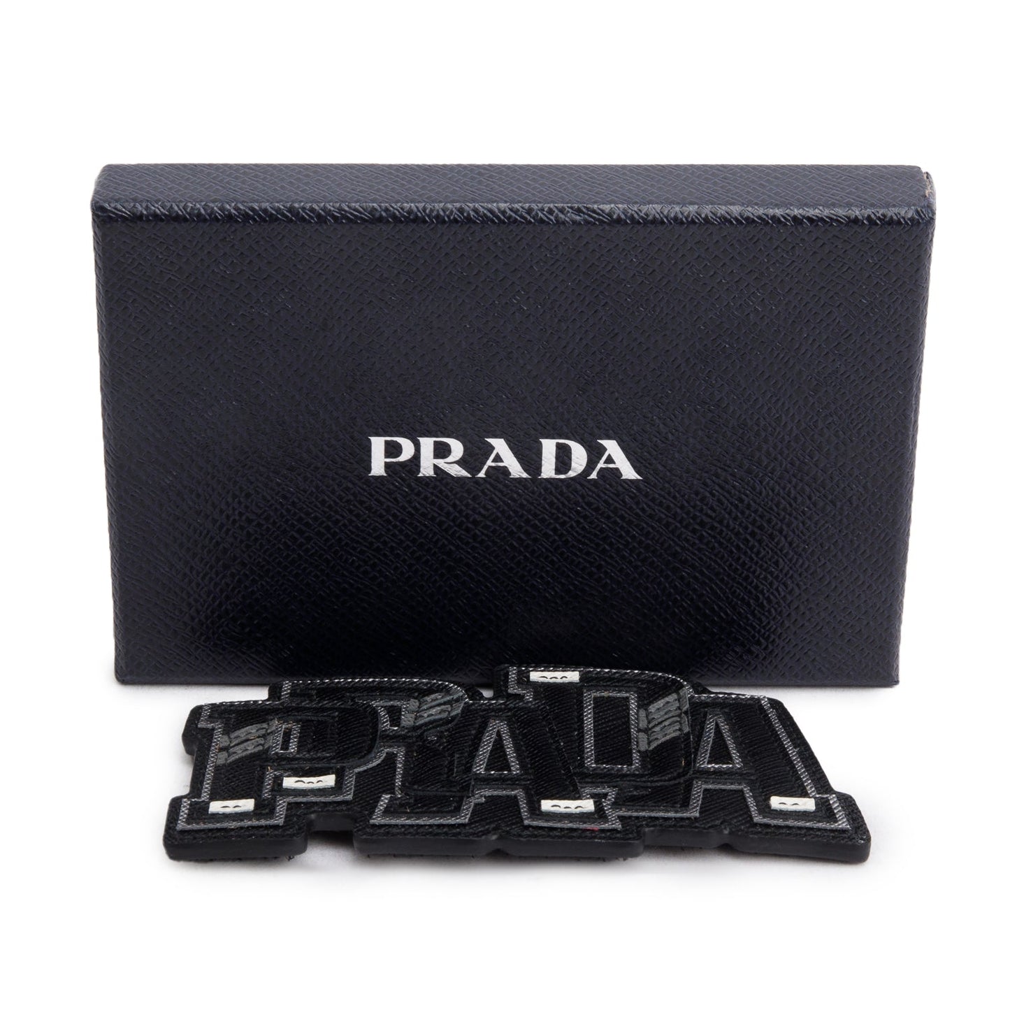 Prada Black Saffiano Leather Logo Trick Con Velcro Patch
