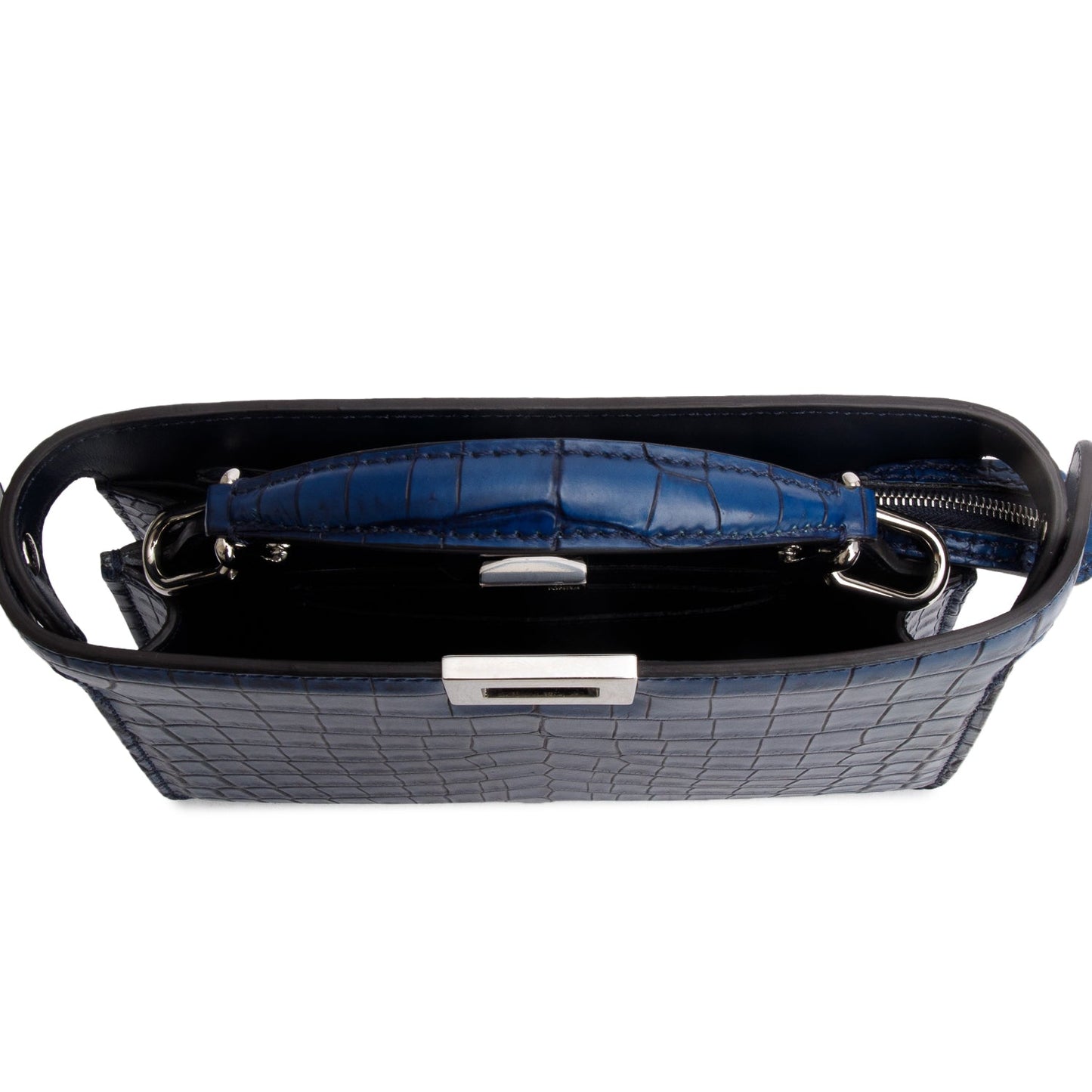 Fendi Navy Crocodile Peekaboo IseeU X-Cross Petit