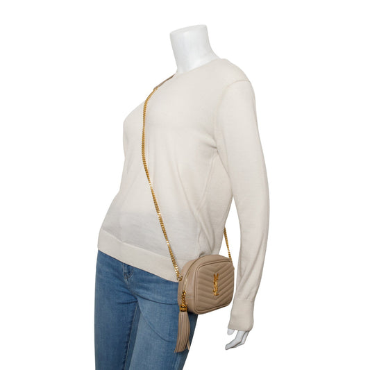 Saint Laurent 2022 Beige Grain de Poudre Matelasse Mini Lou Camera Bag