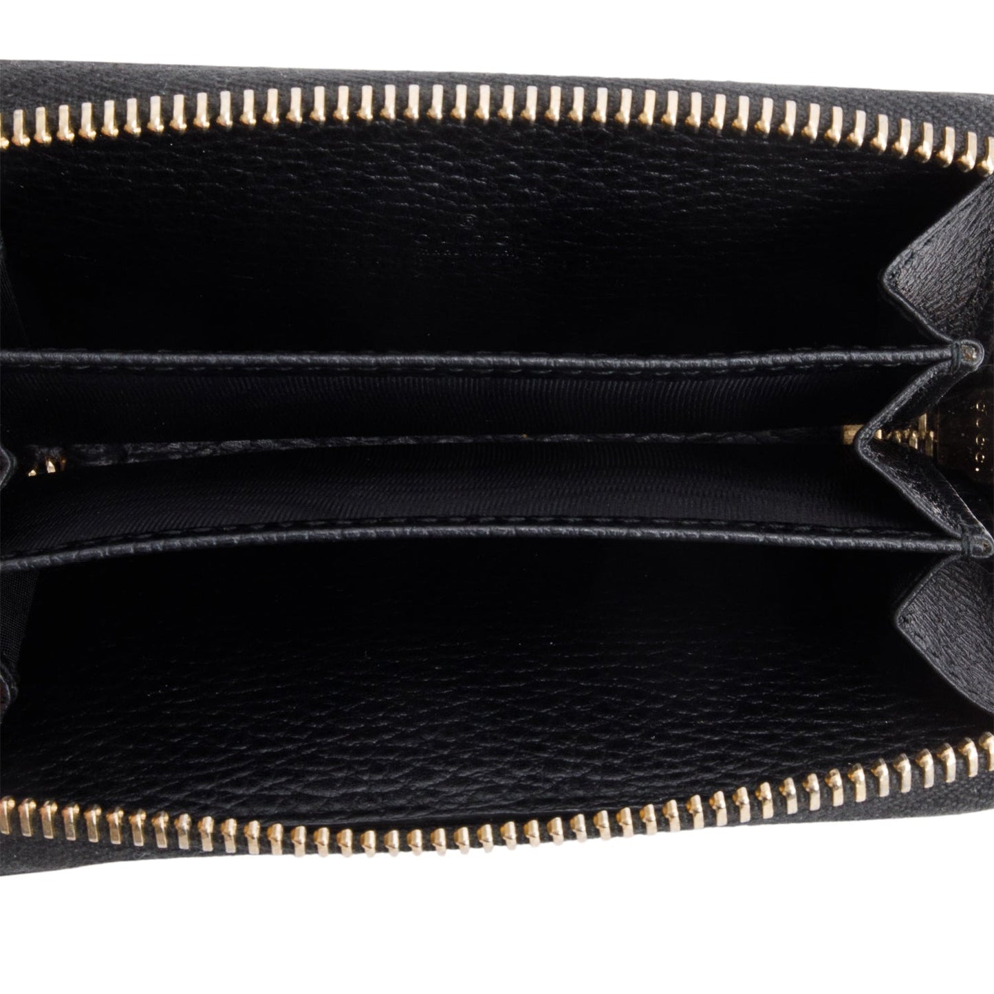 Gucci Black Leather Logo Print Compact Zip Wallet