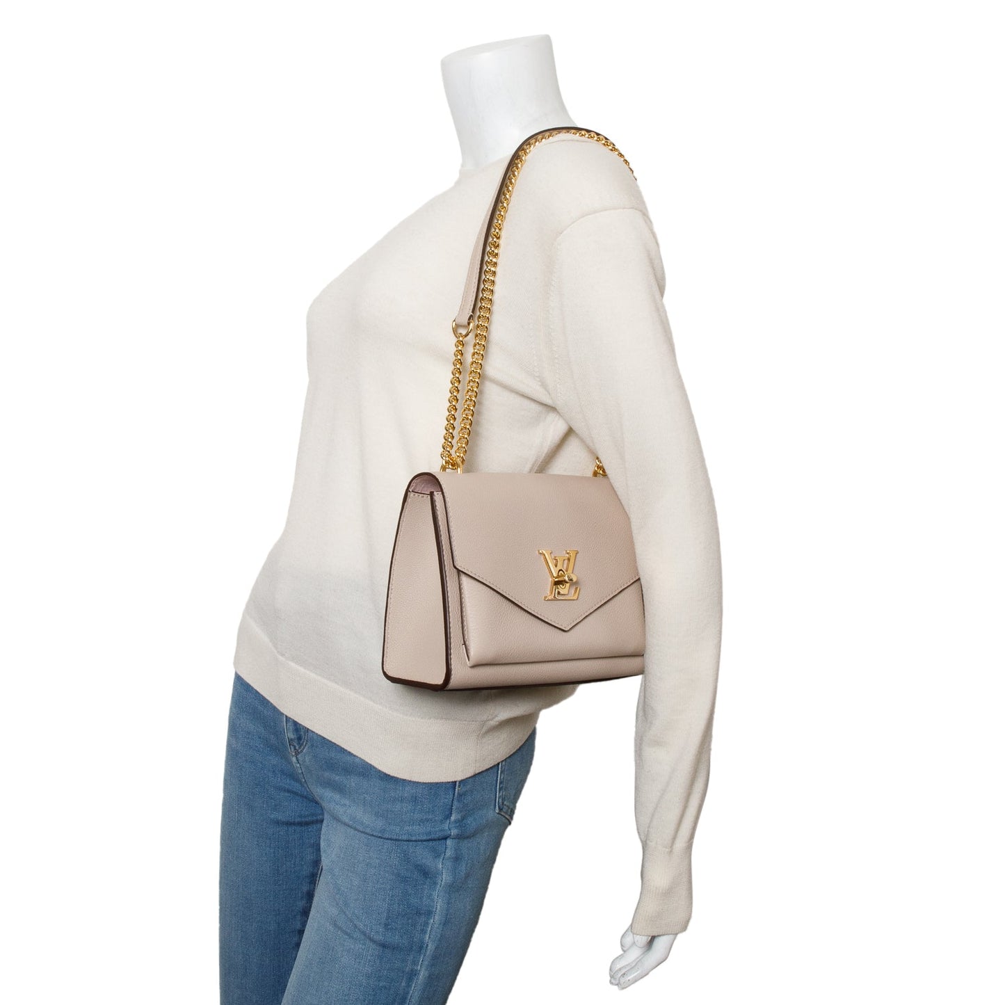 Louis Vuitton 2023 Greige Soft Calf Leather MyLockMe Chain Bag