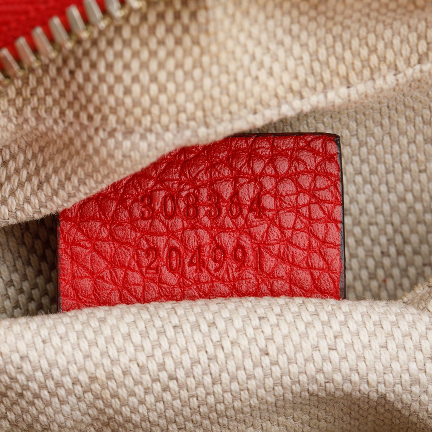 Gucci Red Pebbled Calfskin Leather Small Soho Disco Bag