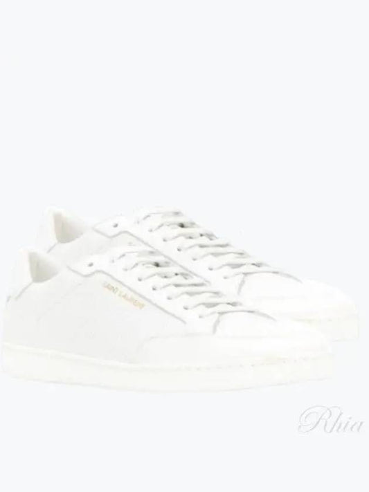 Luxury Saint Laurent Trending 2025 Court Classic Perforated Leather Low Top Sneakers White