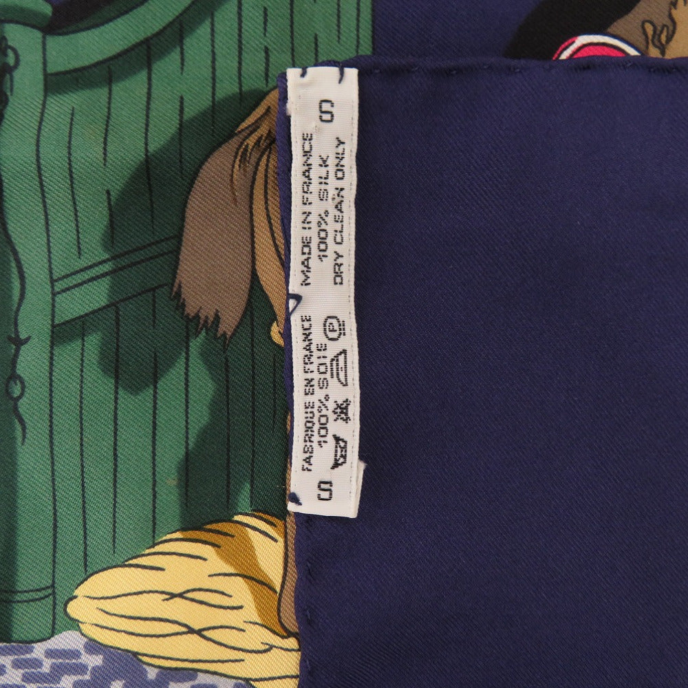 HERMES scarf silk Navy Carre90 ECURIES Stables Women