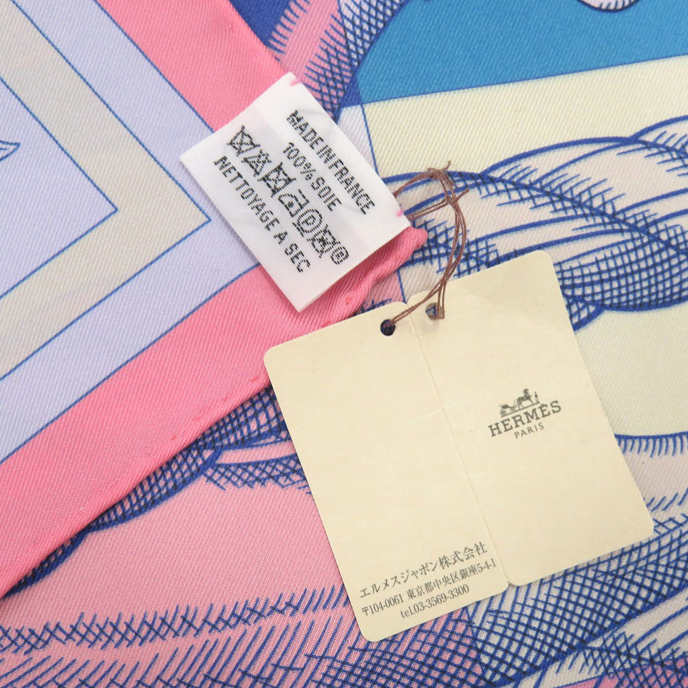 HERMES scarf silk pink Carre90 Double Face Della Cavalleria Women