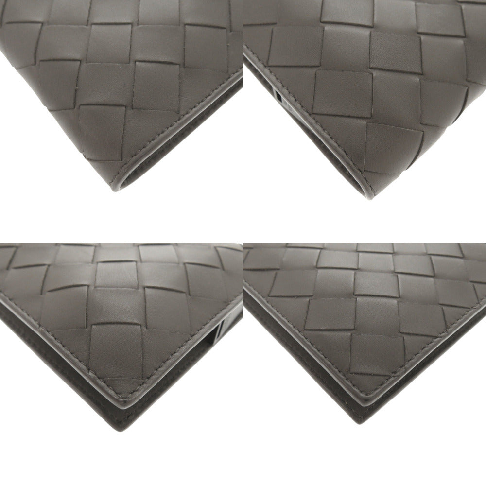 BOTTEGAVENETA Long Wallet Purse leather gray INTRECCIATO
