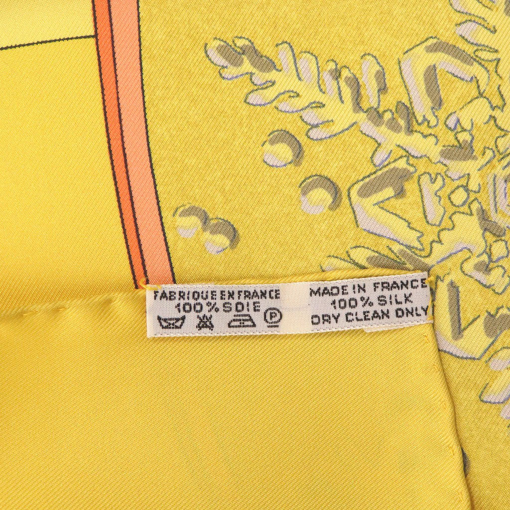 HERMES scarf silk yellow Carre90 Neige d'Antan Last year's snow Christmas Women