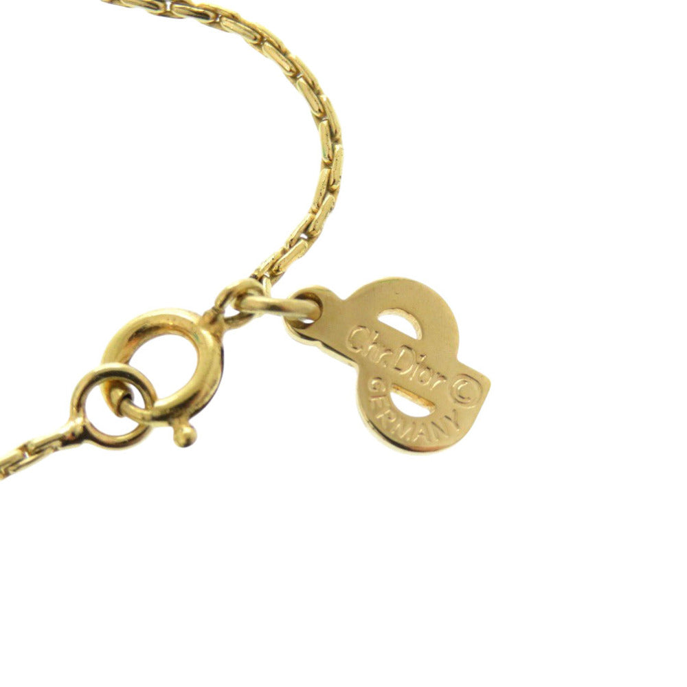 Christian Dior Necklace Rhinestones, Gold Plated gold logo rhinestone Women