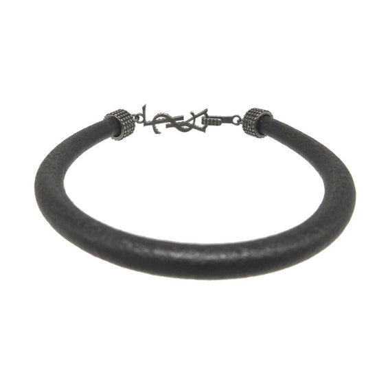 SAINT LAURENT PARIS bracelet leather black logo unisex(Unisex)