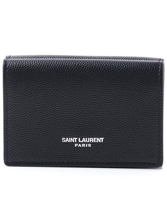 Luxury Saint Laurent Trending 2025 Tiny Peblogo Trifold Half Wallet Black