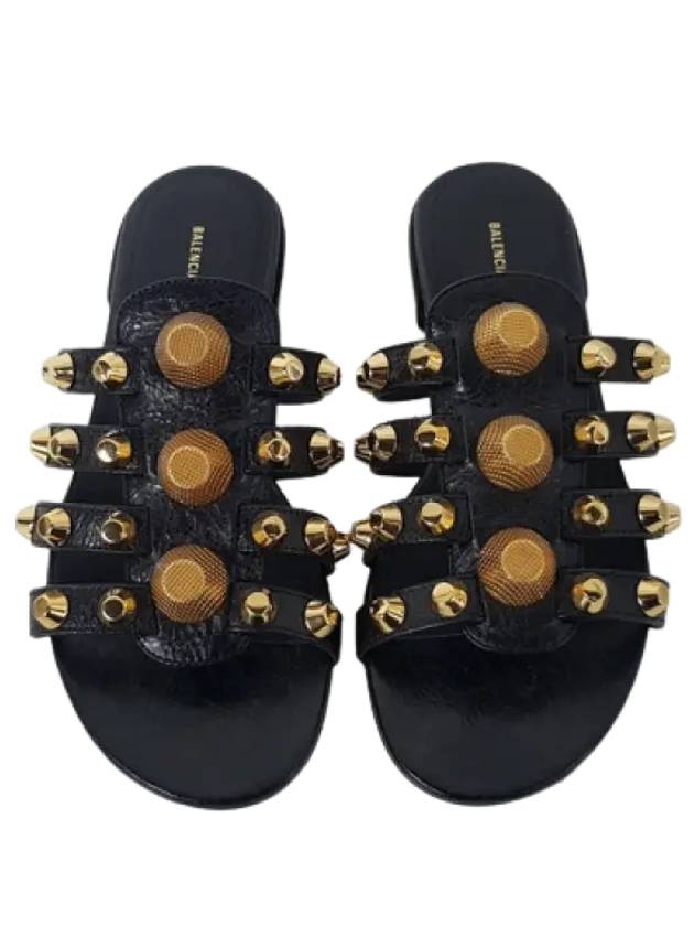 Luxury Balenciaga Trending 2025 Gold Stud Slippers Black