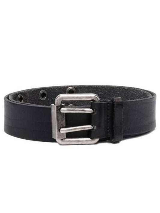 Luxury Saint Laurent Trending 2025 Square Buckle Leather Belt Black